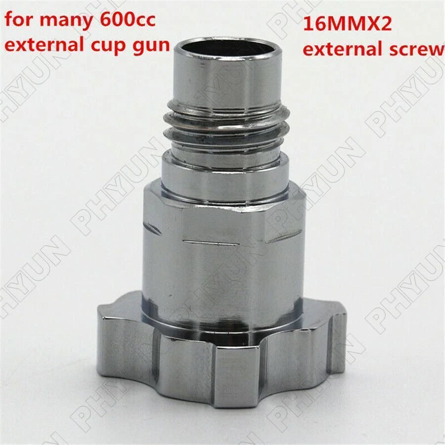 For Auto Spray Gun Connector Pot M16x2 External Thread Adapter & 600ML Paint Cup
