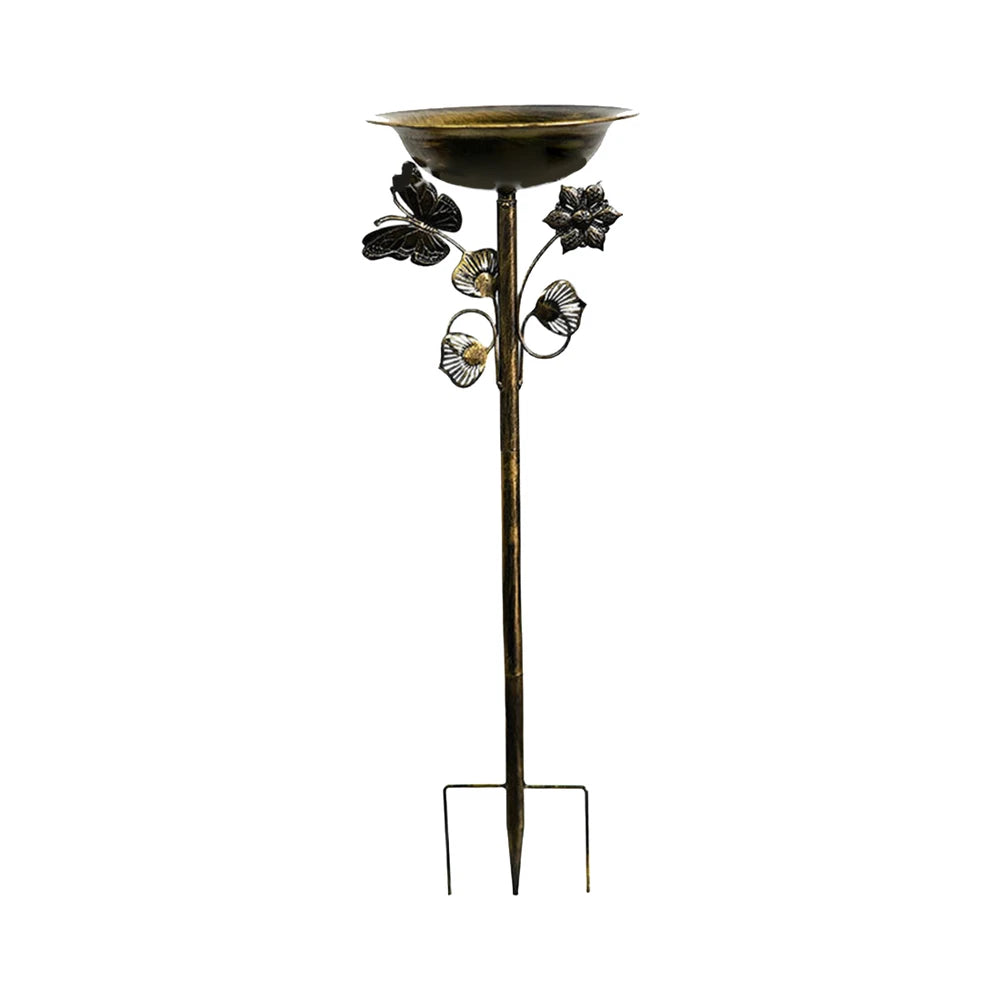 Iron Bird Bath Feeder Stake Mount for Villa Manor Garden Decor