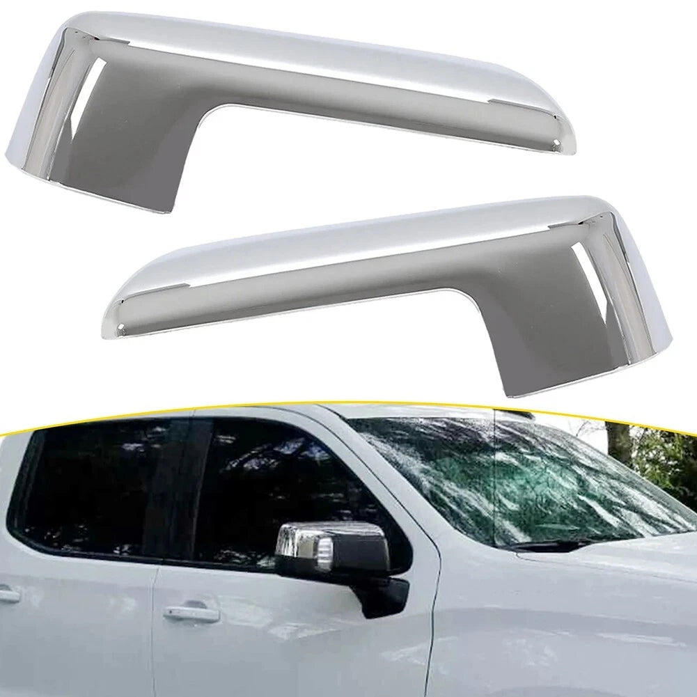 Set of 2 Chrome Mirror Covers for Chevy Silverado 2019–2024 & GMC Sierra 1500