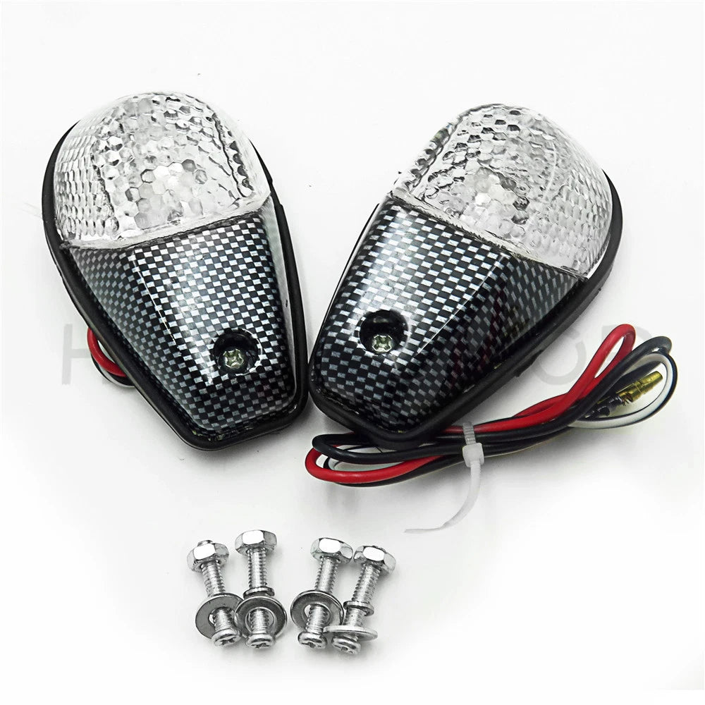 Flush Mount Motorcycle Turn Signals for Universal (Carbon Clear)