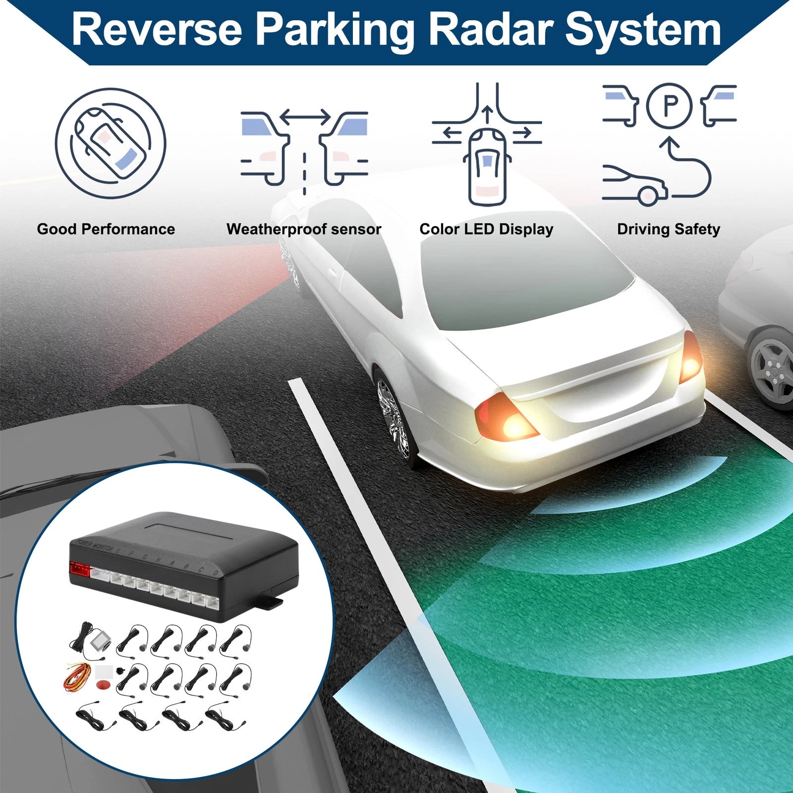 8 Parking Sensors for Car Auto Reverse Backup Radar System