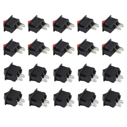 20PCS Rocker Switch 2 Pin ON OFF 125VAC 6A for Electrical Projects