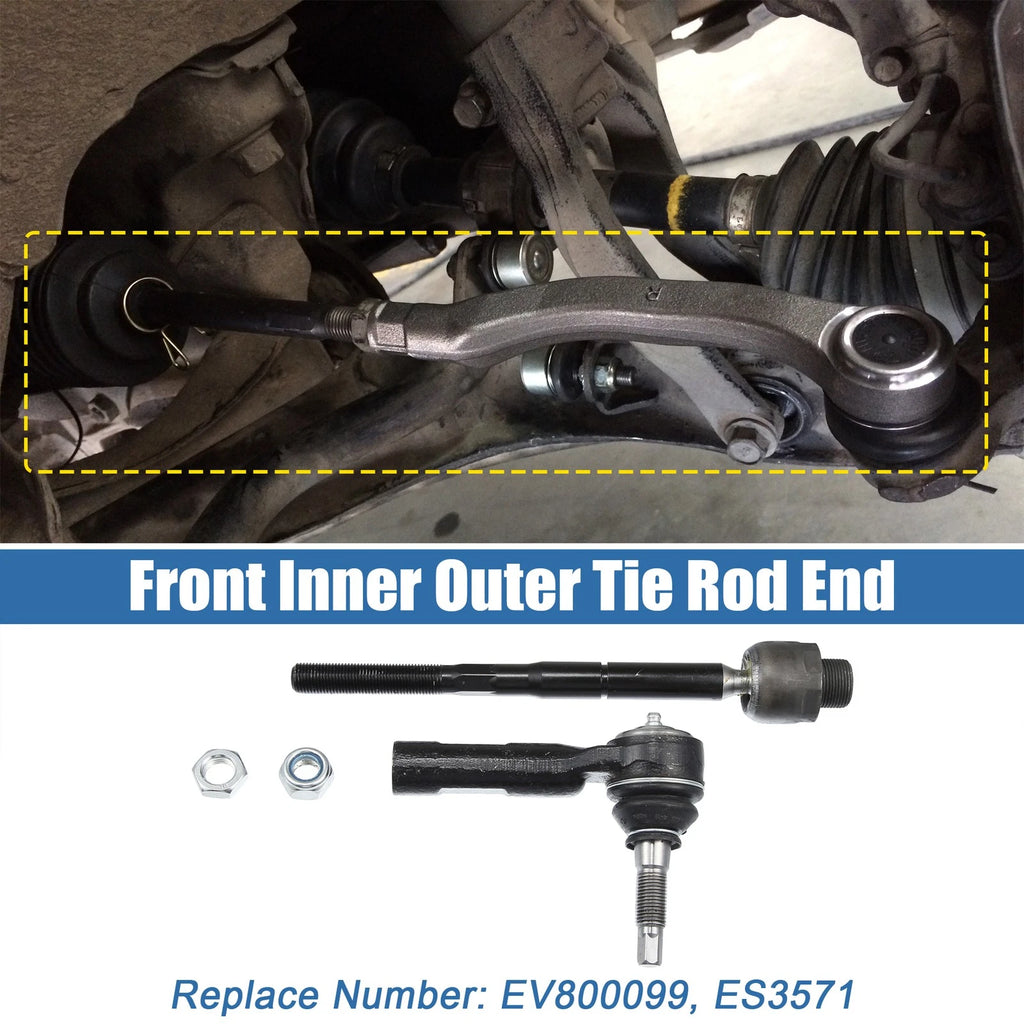 6 Piece Front Inner Outer Tie Rod End Links Replacement for Dodge Dakota (2005–2010)