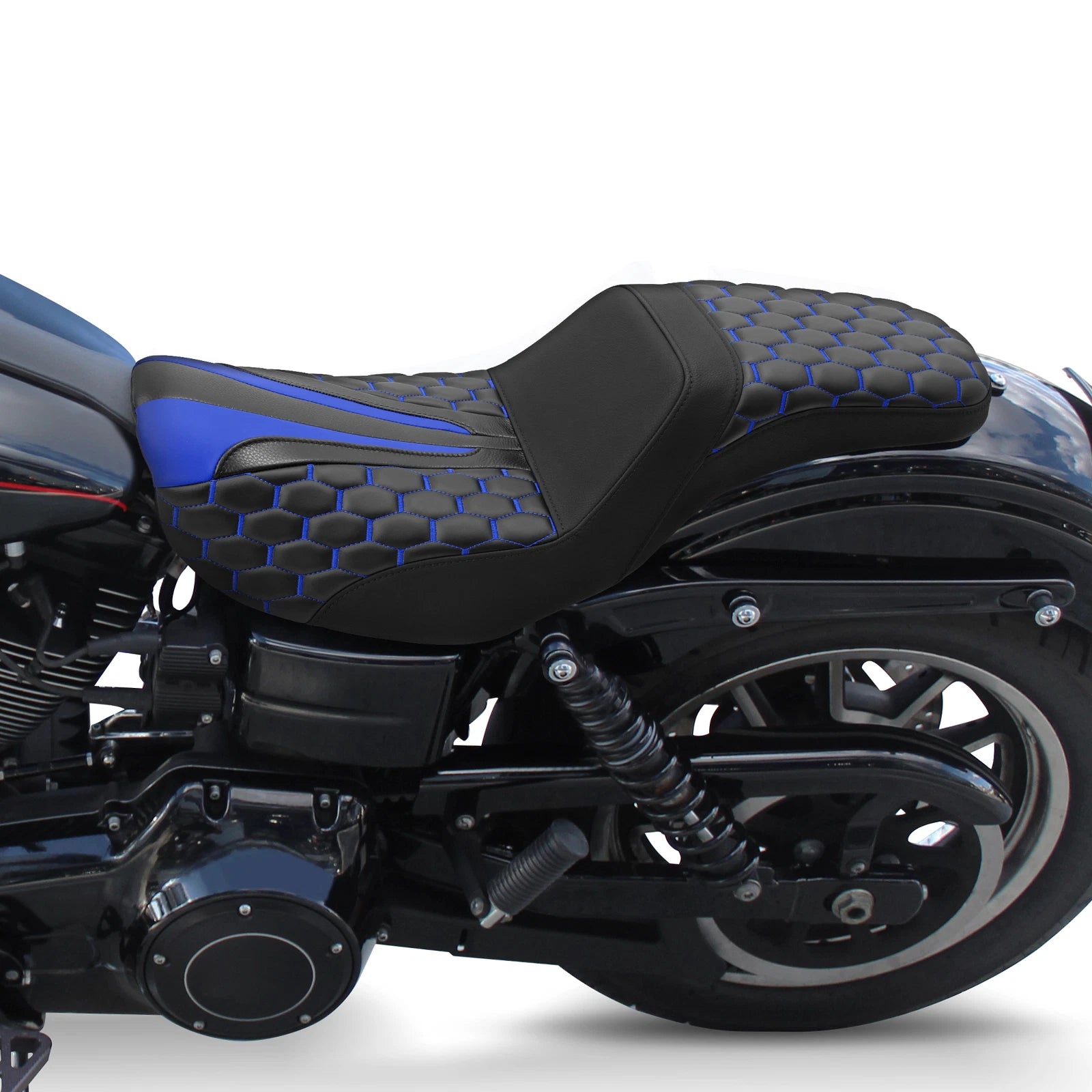 Black Driver Passenger Seat for Harley Dyna Super Glide Custom (2006–2017)