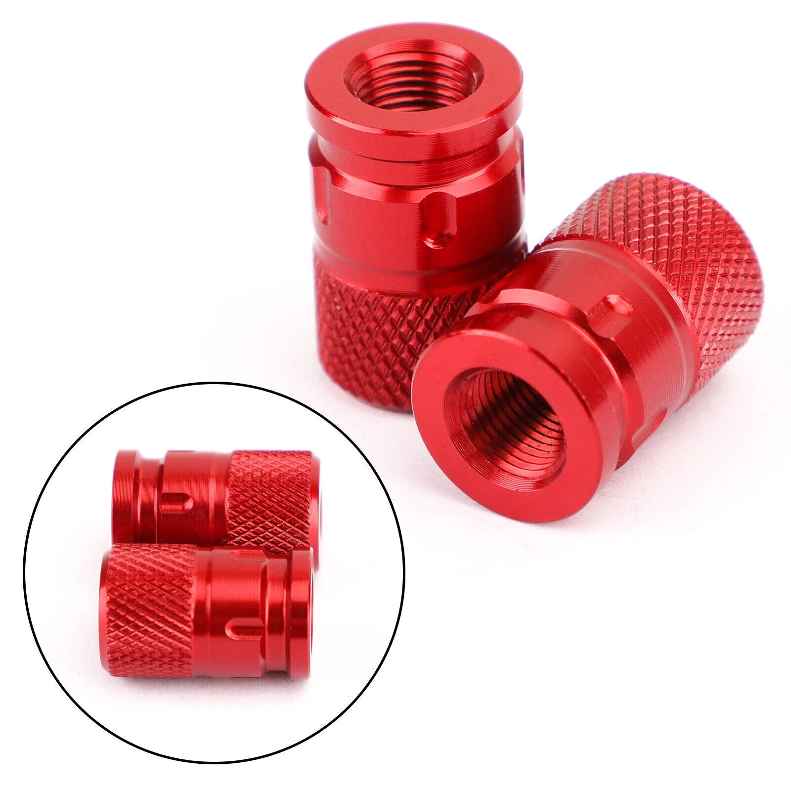 CNC Aluminum Red Anti-Theft Tire Valve Stem Cap for Motorcycle Car Truck Bike