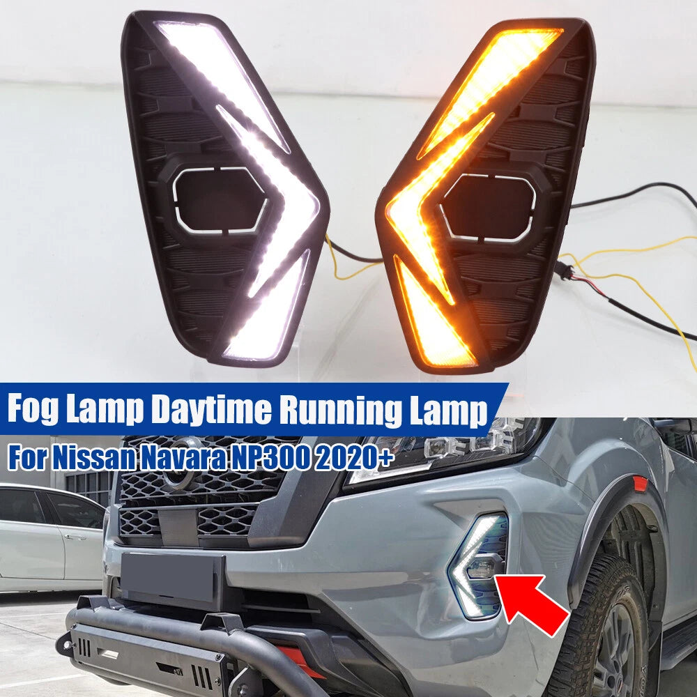 LED Fog Lamp Daytime Running Light DRL with Turn Signal for Nissan Navara NP300 (2020–Present)