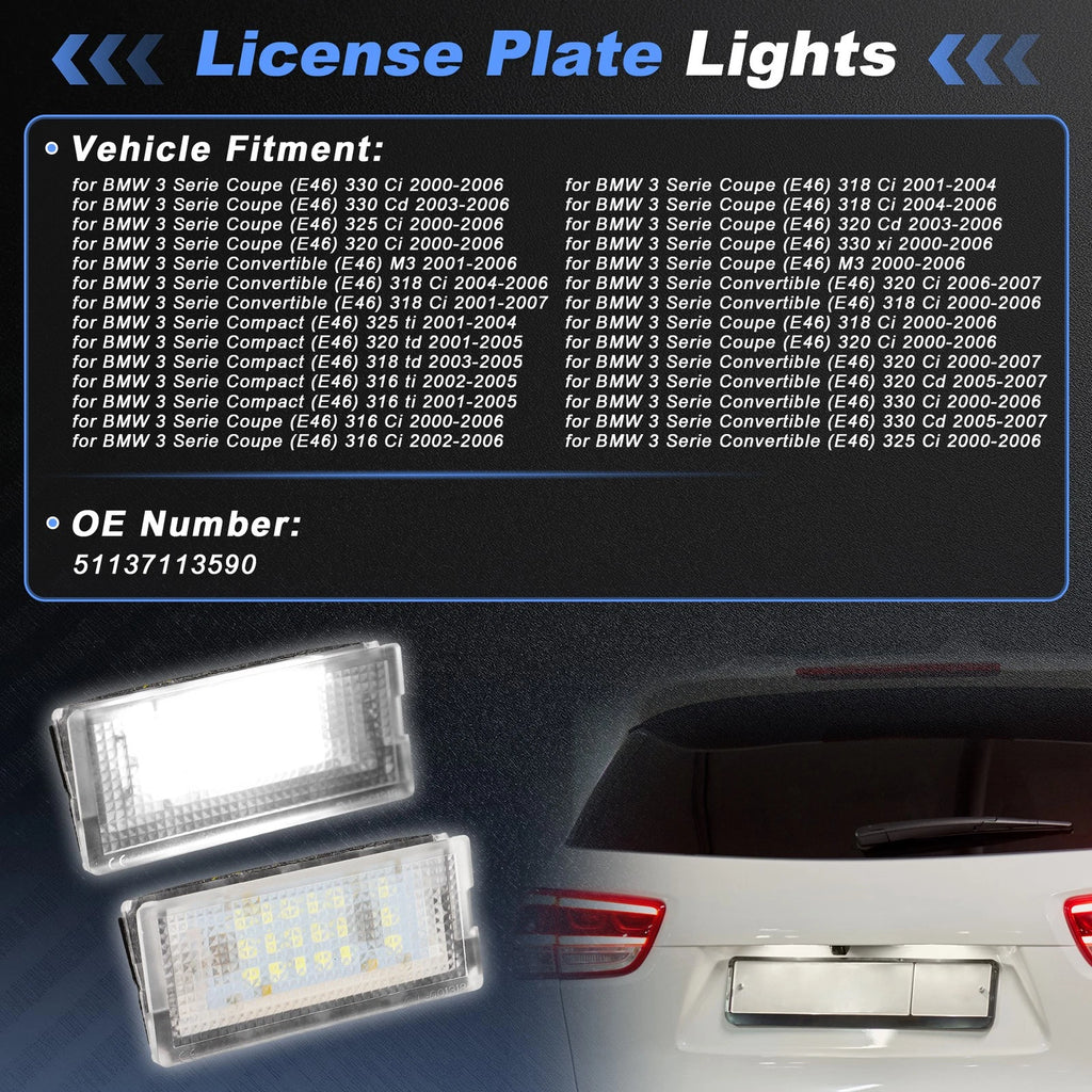 LED License Plate Light Replacement for BMW 3 Series Coupe E46 (2000–2006)