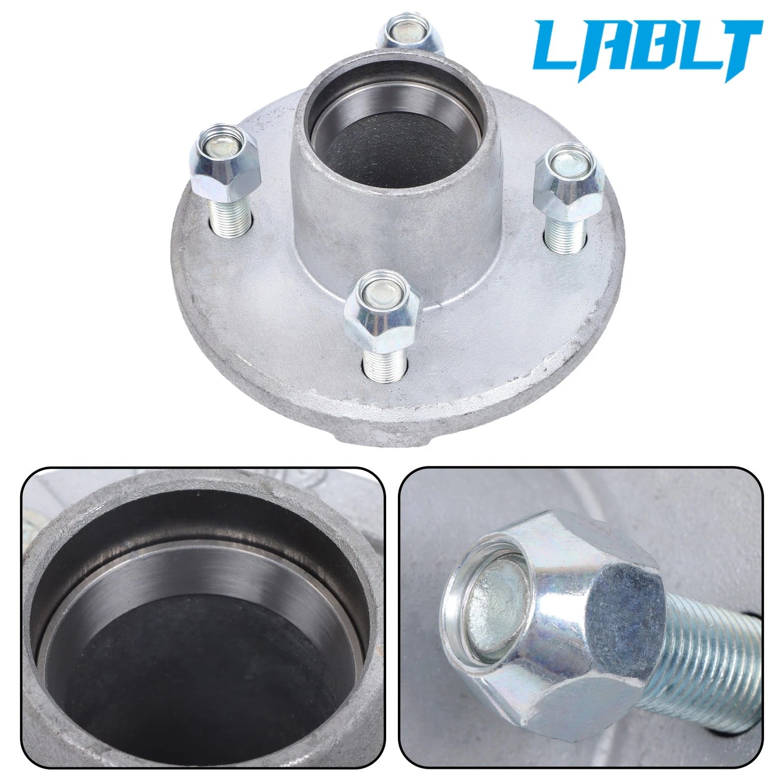 2 Pack Trailer Hub Kit 4 on 4" for 2000 lbs Spindle (Galvanized)