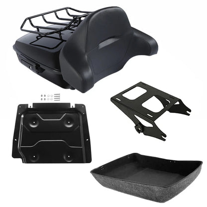 Black Chopped Trunk Backrest Rack Mount for Harley Electra Glide (2014–2026)