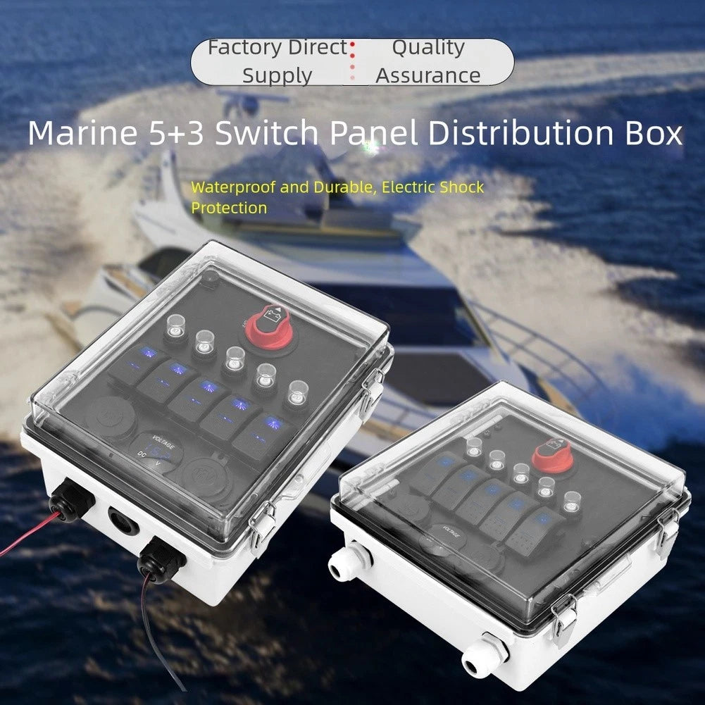 Marine Electrical Panel 12V Toggle Switch for Boats (12cm Depth, 22.5cm Height, 23.5cm Width)