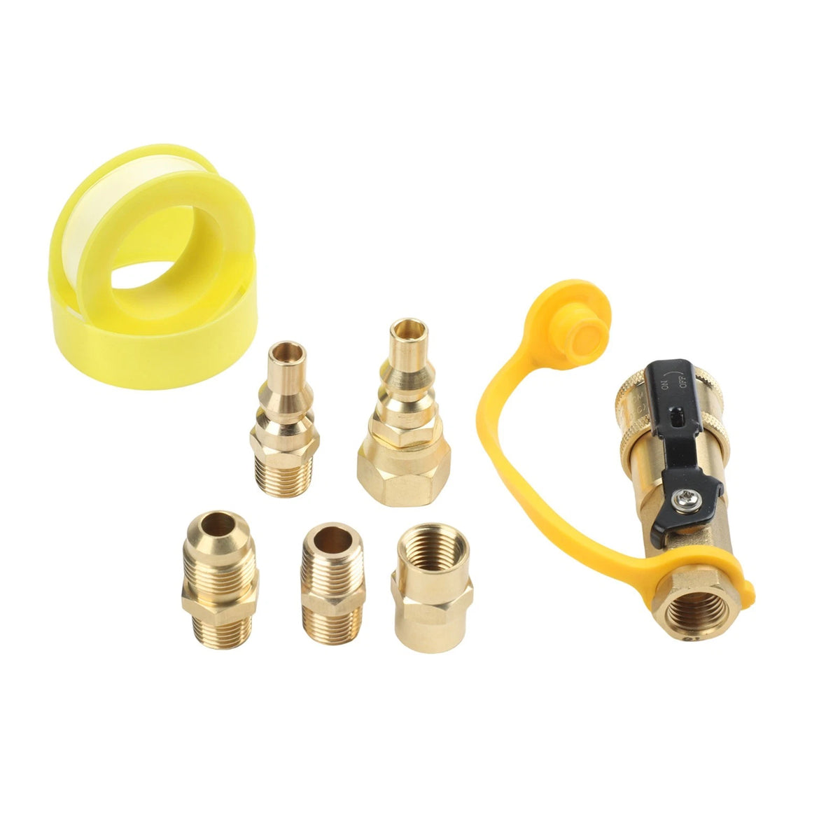 7-Piece Brass Propane Quick Connect Fittings Kit for RV Gas Systems