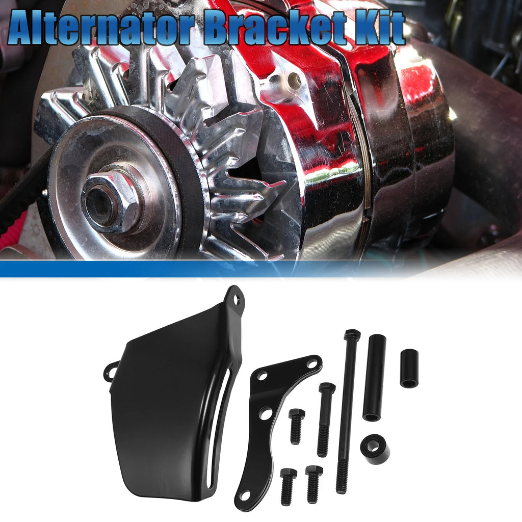 Water Pump Alternator Bracket Kit for Chevy SBC 305 350 Black (Polished)