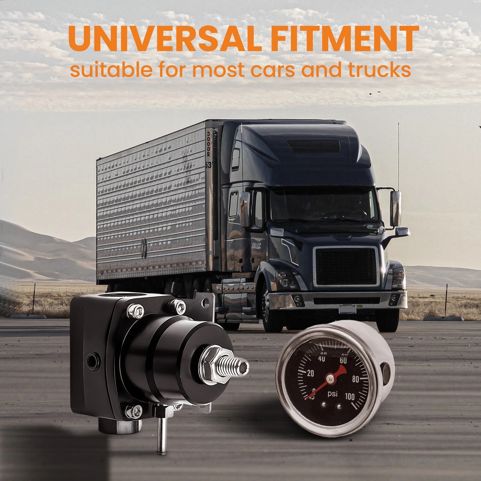 Adjustable Fuel Pressure Regulator Kit for US Vehicles (100 PSI, AN6 Fitting)