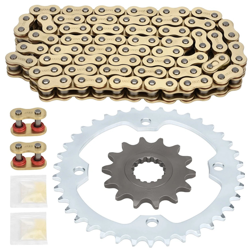 Gold Drive Chain + Drive Sprocket for Yamaha Raptor 700 (2006–2024)