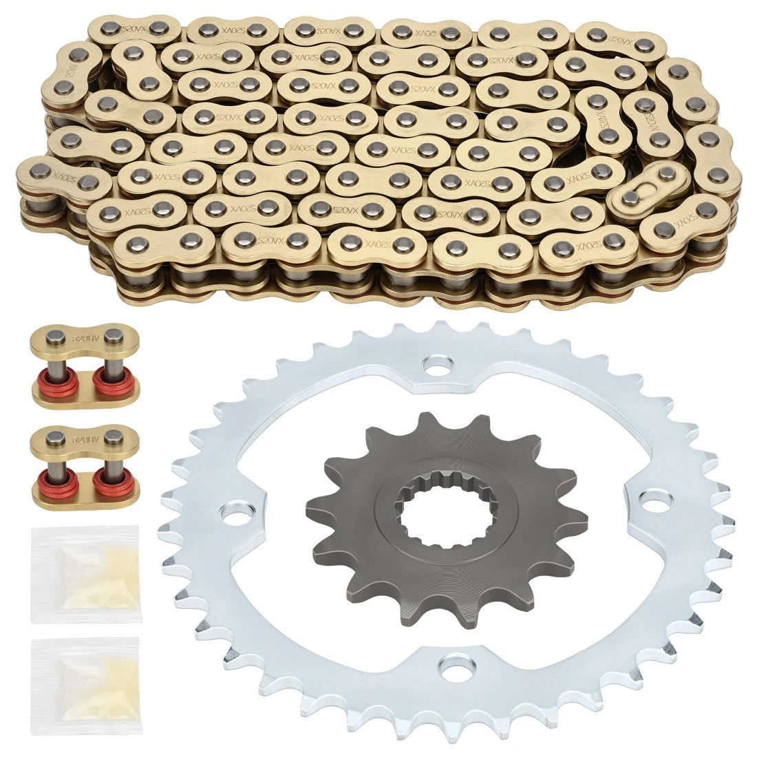 Gold Drive Chain + Drive Sprocket for Yamaha Raptor 700 (2006–2024)