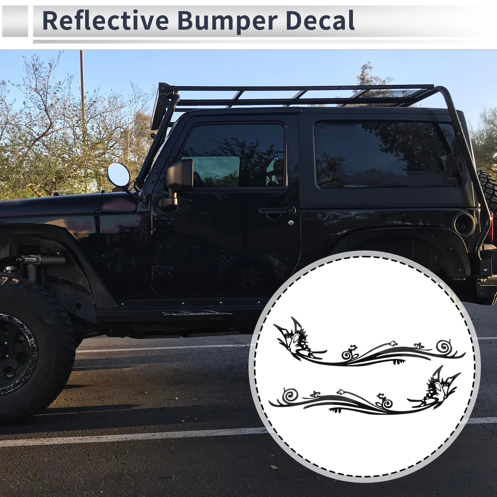 Reflective Bumper Decal for - Black Butterfly Pattern