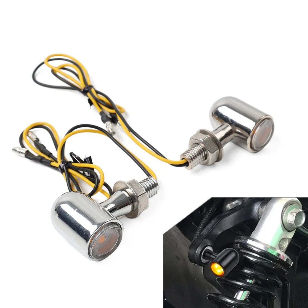 8mm Motorcycle Mini Turn Signal Lights Blinker Indicator For Bobber Cafe Racer