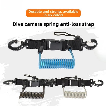 Scuba Diver Camera Leash with Stretch Design and Secure Locking Mechanism