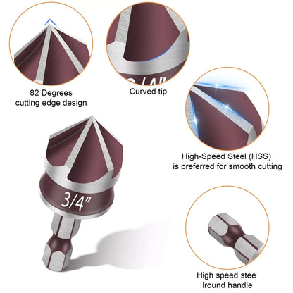 5pcs HSS Cobalt 82° Drill Bits Set for Assorted Applications (1/4"-3/4")