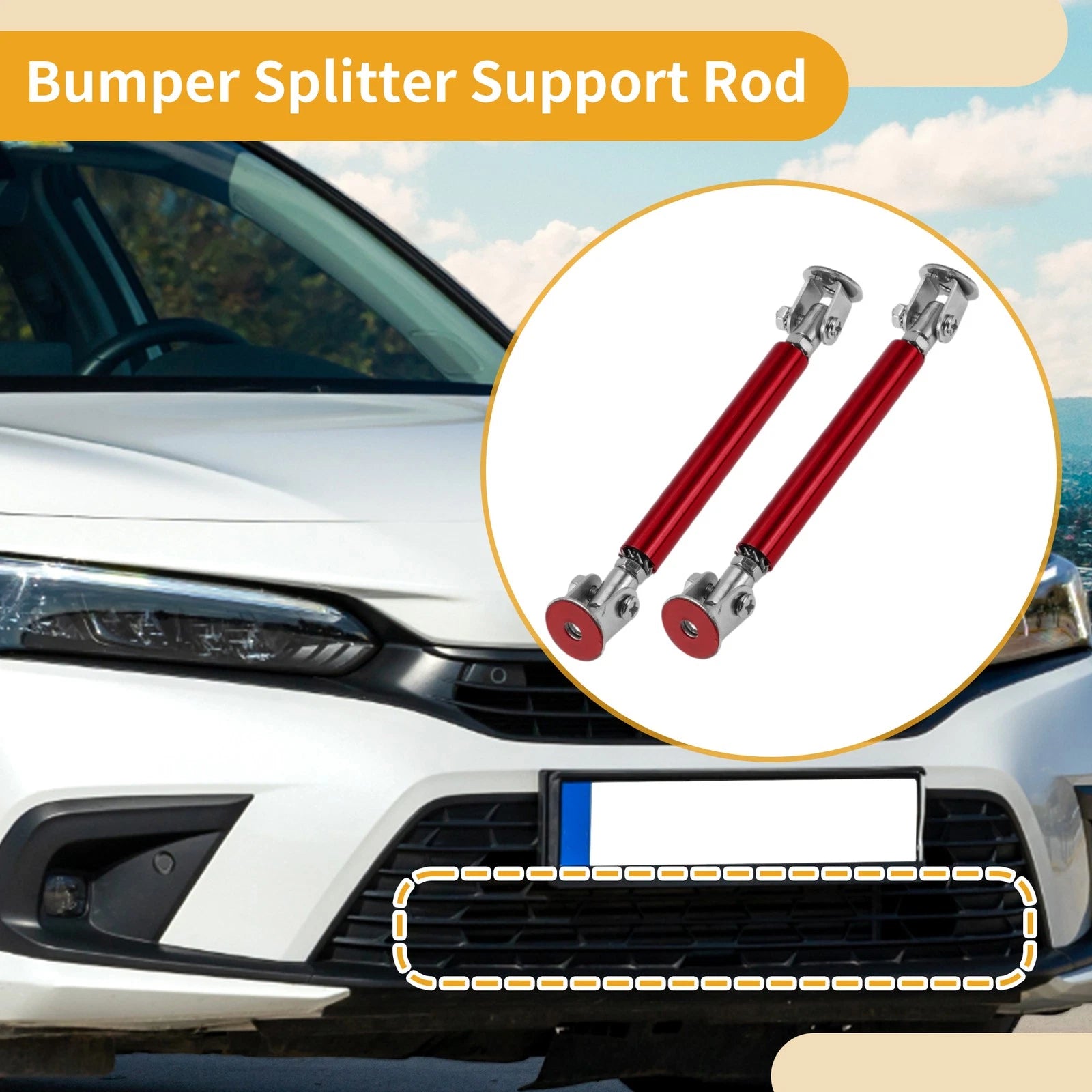 2X Adjustable Front Bumper Lip Splitter Strut for Universal Fit (No Drilling)