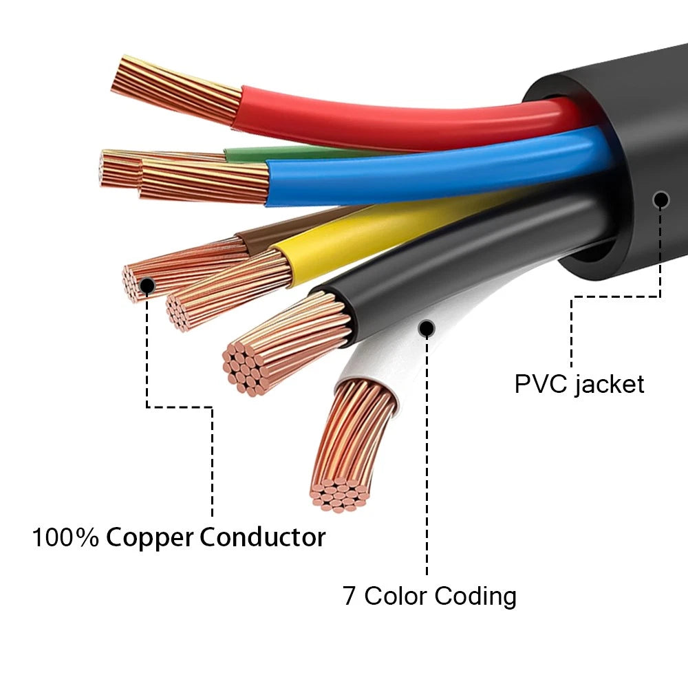 7FT 7-Pin 7-Way Trailer Cable for RV