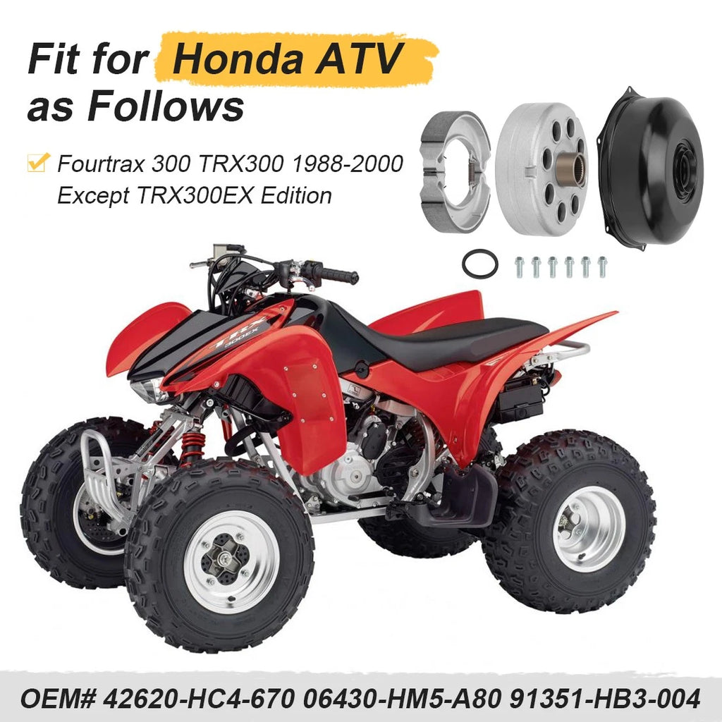 Rear Brake Drum Cover Hub Shoes for Honda Fourtrax 300 TRX300 (1988–2000)