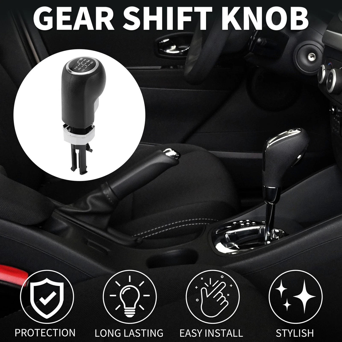 6 Speed Manual Gear Shifter Knob for Opel Corsa D (2006–2015) Plastic