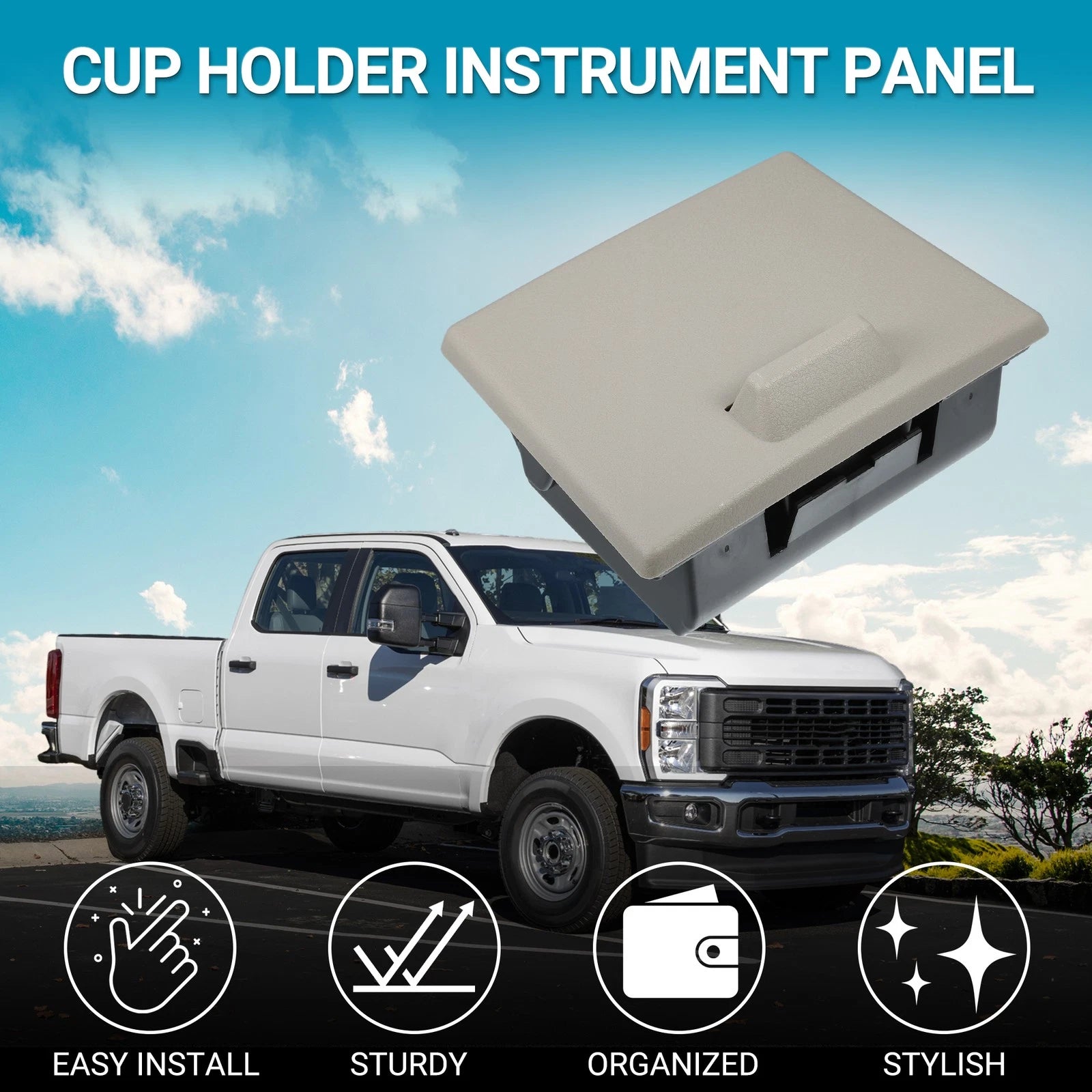 Cup Holder for Ford F-250 Super Duty 2008–2010 Panel Drink Holder Khaki