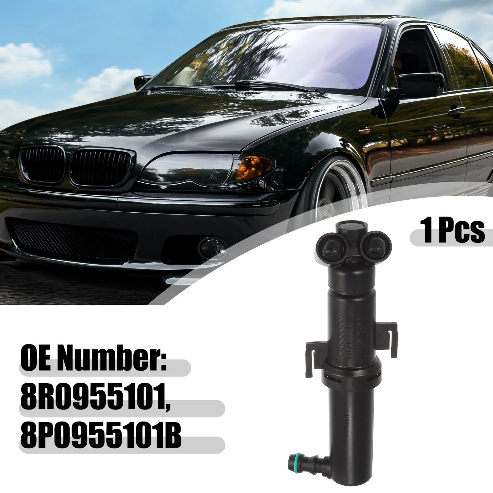 Front Left Headlight Washer Nozzle for Audi A3 (2009–2013) 8P0955985A Black