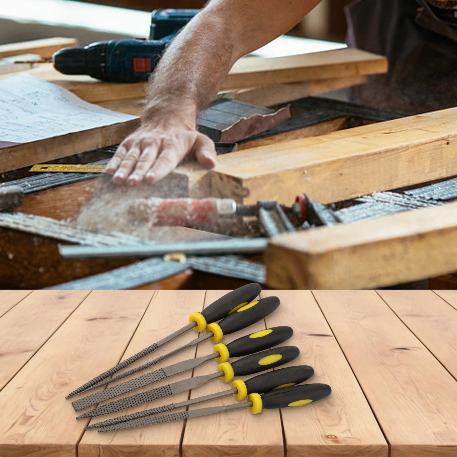 Set of 4 Wood Needle Files for Woodworking Tools