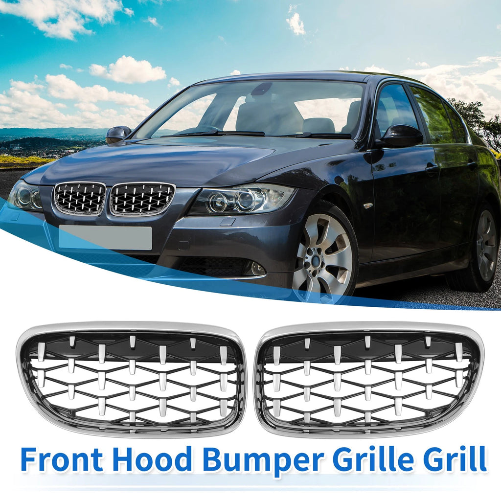 Front Hood Bumper Grille Grill Replacement for BMW 3 Series E90 Pair (2005–2011)