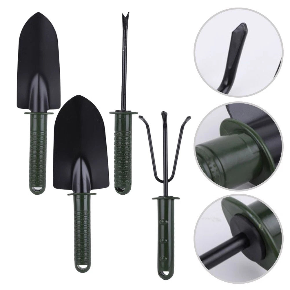Set of 4 Mini Rubber Handle Garden Tools for Precise Plant Care