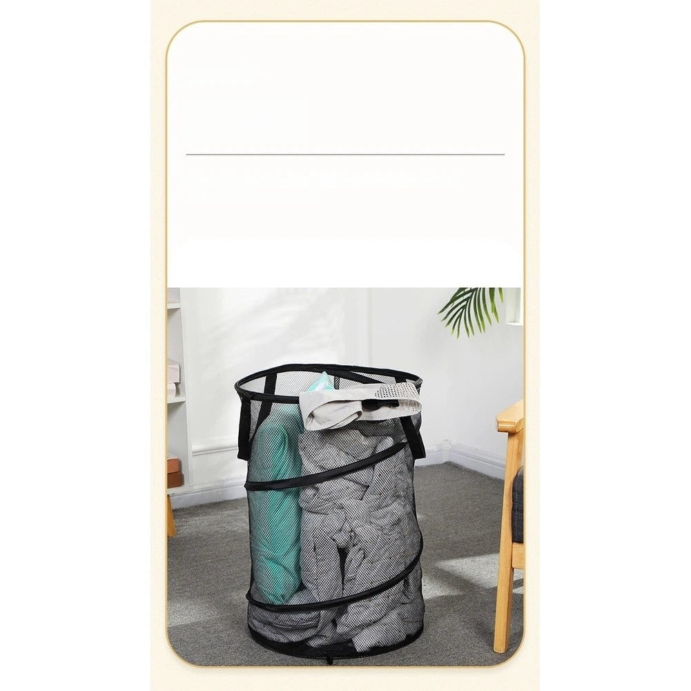 Collapsible Folding Laundry Basket for Home (40x5x10cm, Black)