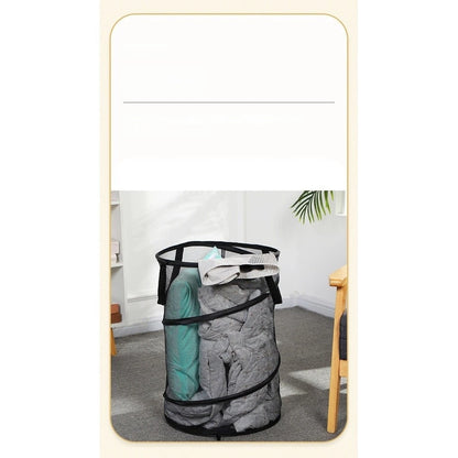 Collapsible Folding Laundry Basket for Home (40x5x10cm, Black)