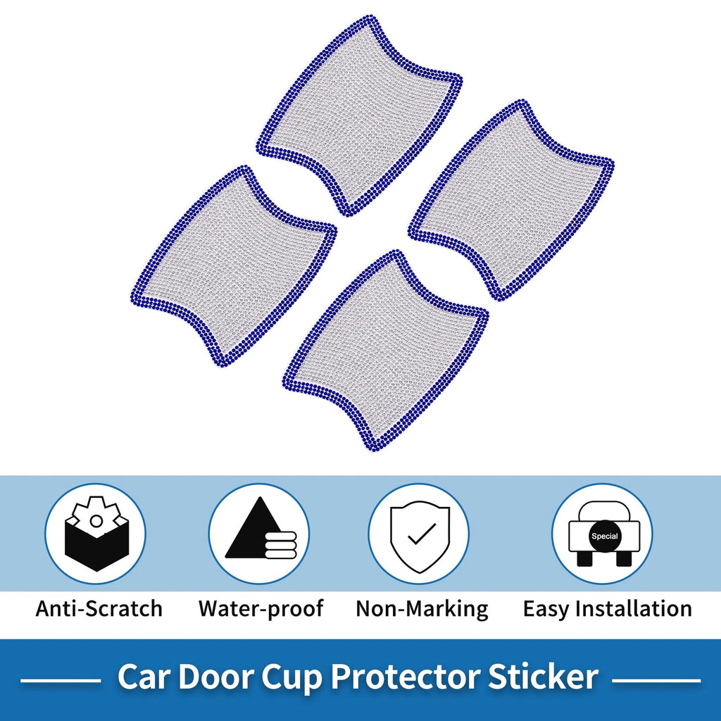 Car Door Handle Protector for Universal Fit (8x10cm) - Anti-scratch, White/Blue