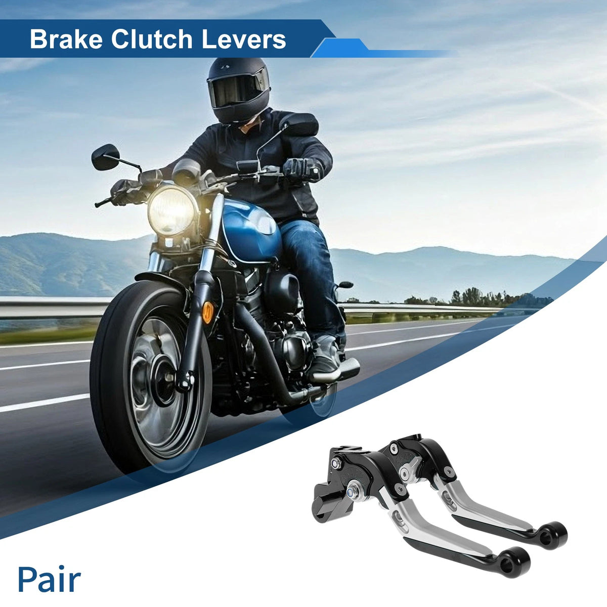 Adjustable Brake Clutch Levers for Kawasaki ER-5 (1997–2006) Black Silver Tone