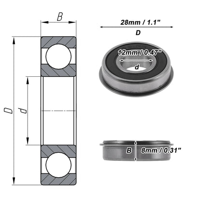 Deep Groove Ball Bearing 12x28x8mm for Scooter Skateboard (6001NR2RS)