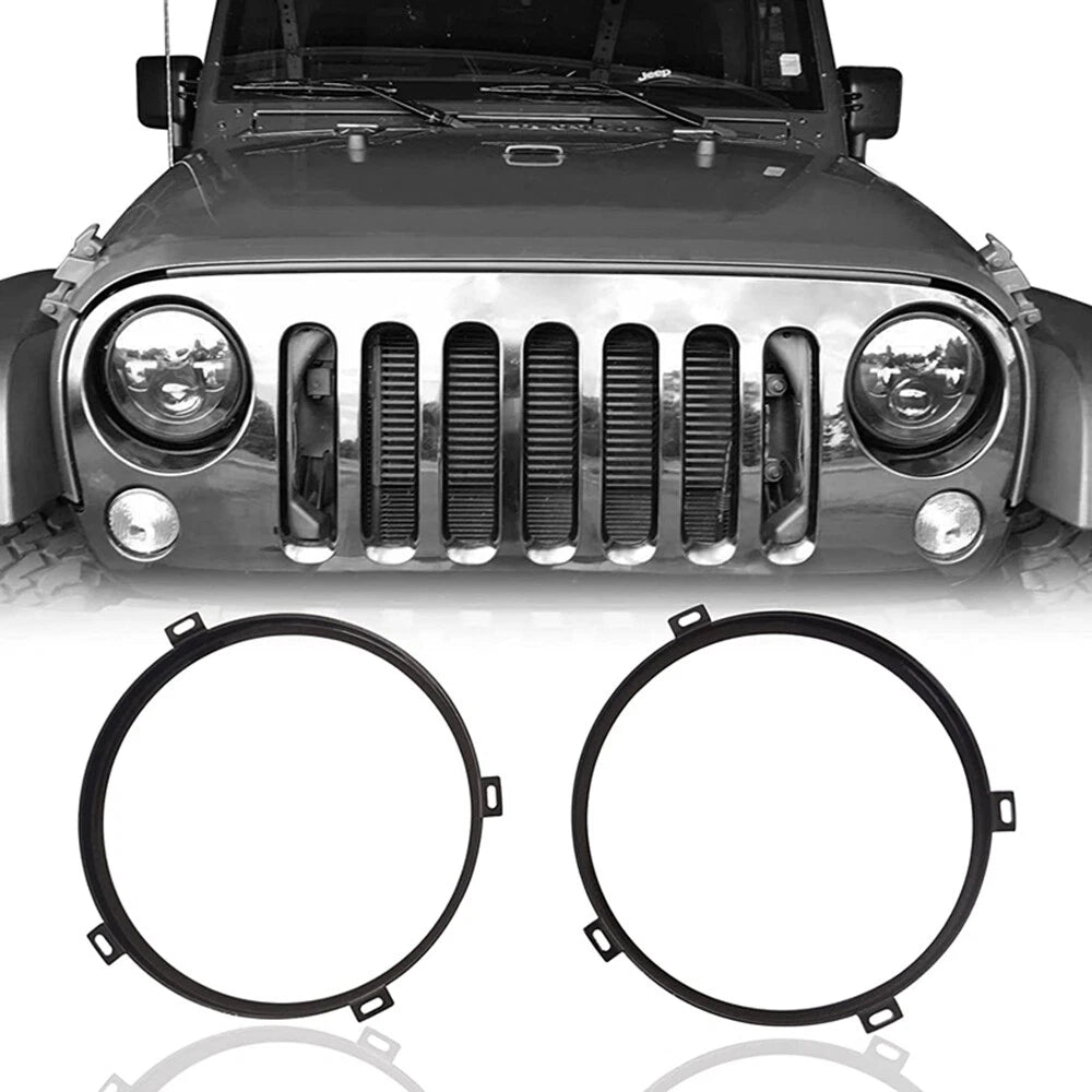 2X Headlight Mount Bracket Ring for Jeep Wrangler JK (2007–2018)