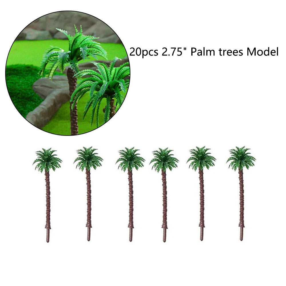 20pcs Miniature Coconut Palm Trees for Garden Railroad Scenery