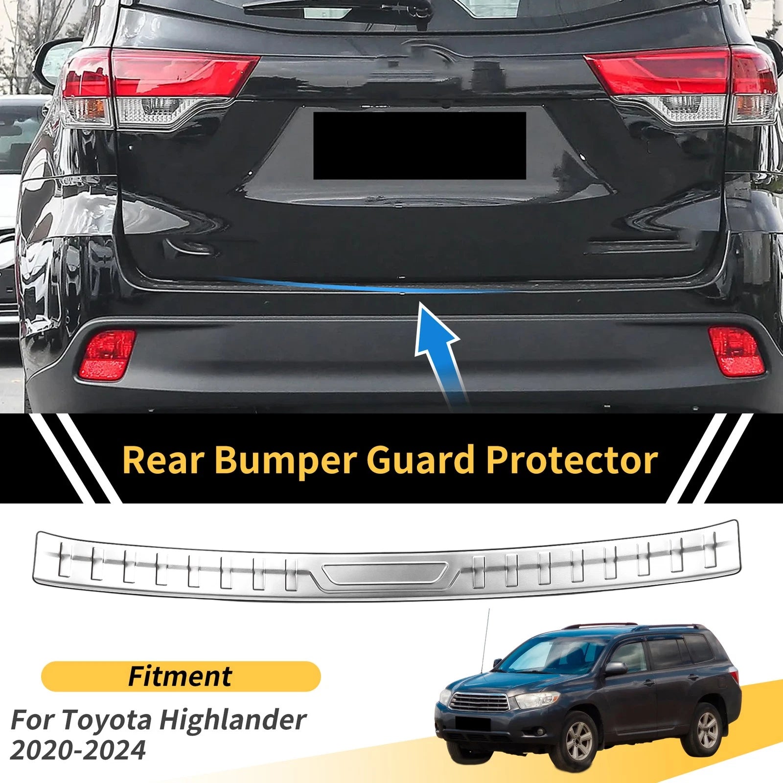 Bumper Guards for Toyota Highlander (2020–2024) Silver Tone 1 Pc