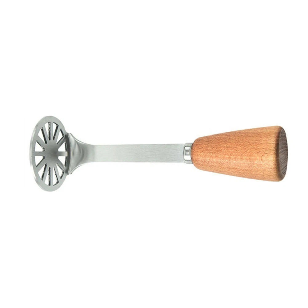 Manual Potato Masher Tool with Wooden Handle for Efficient Mashing