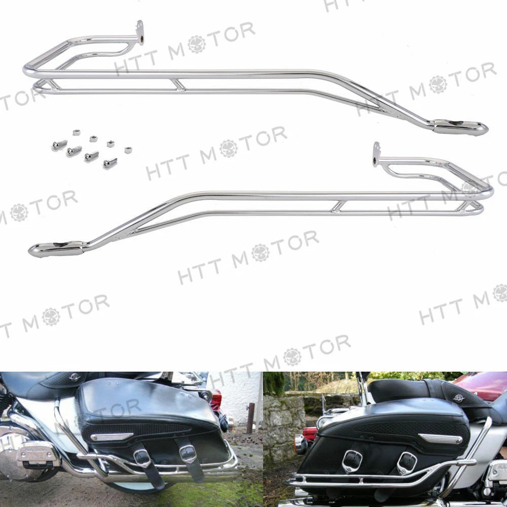Chrome Saddlebag Twin Rail Guard Support Kit for Harley Touring (2009–2013)