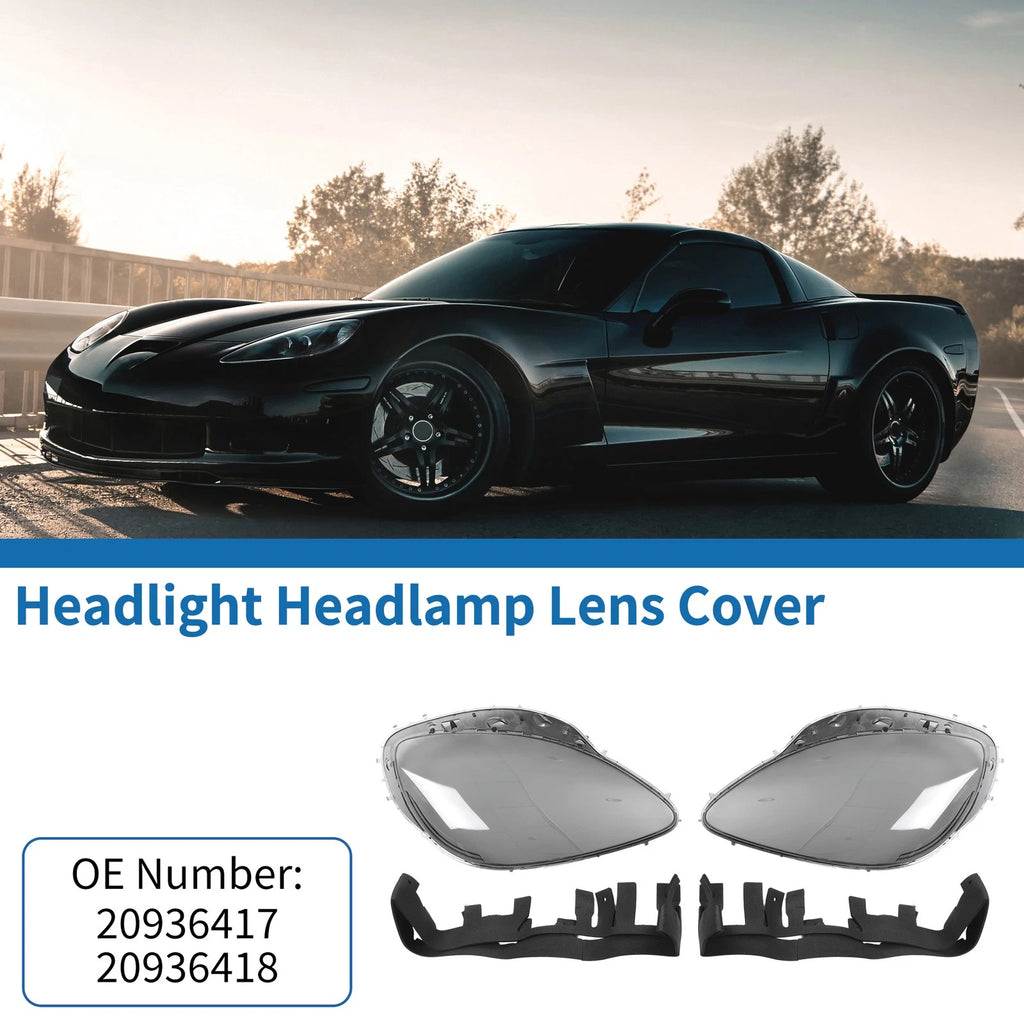 Front Headlight Lens Cover Replacement Set for Chevrolet Corvette C6 (2005–2013)