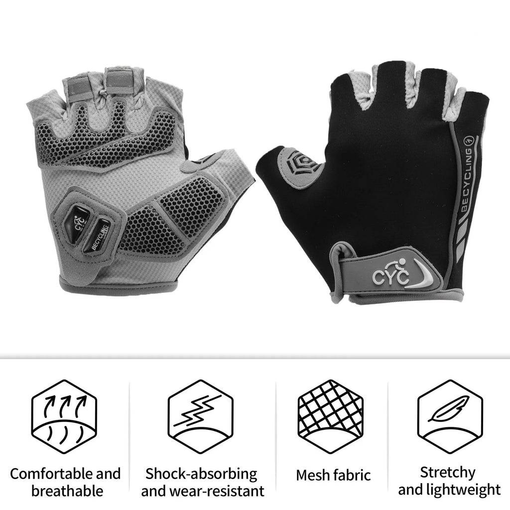 Winter Cycling Gloves Half Finger for Men Warm Bicycle Pair (1 Pair) (Black) (Universal)