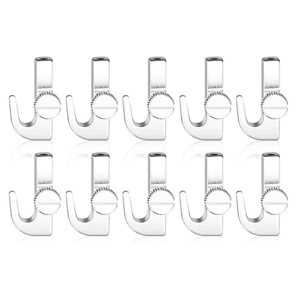 10 Silver Picture Hooks for Gallery Rails Wall Mounted (Adjustable Height)
