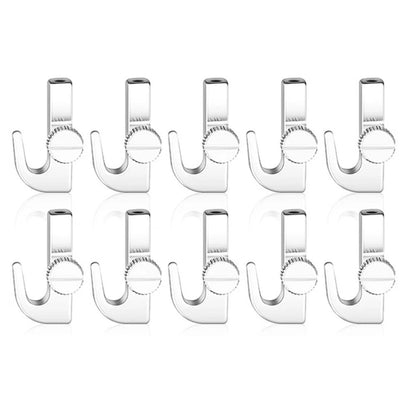 10 Silver Picture Hooks for Gallery Rails Wall Mounted (Adjustable Height)