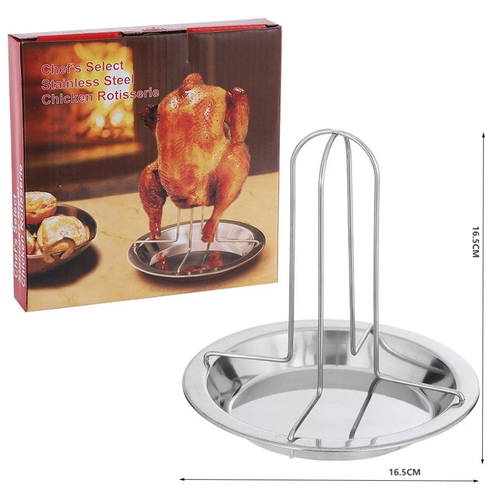 Foldable Stainless Steel Chicken Roaster for Outdoor Grill