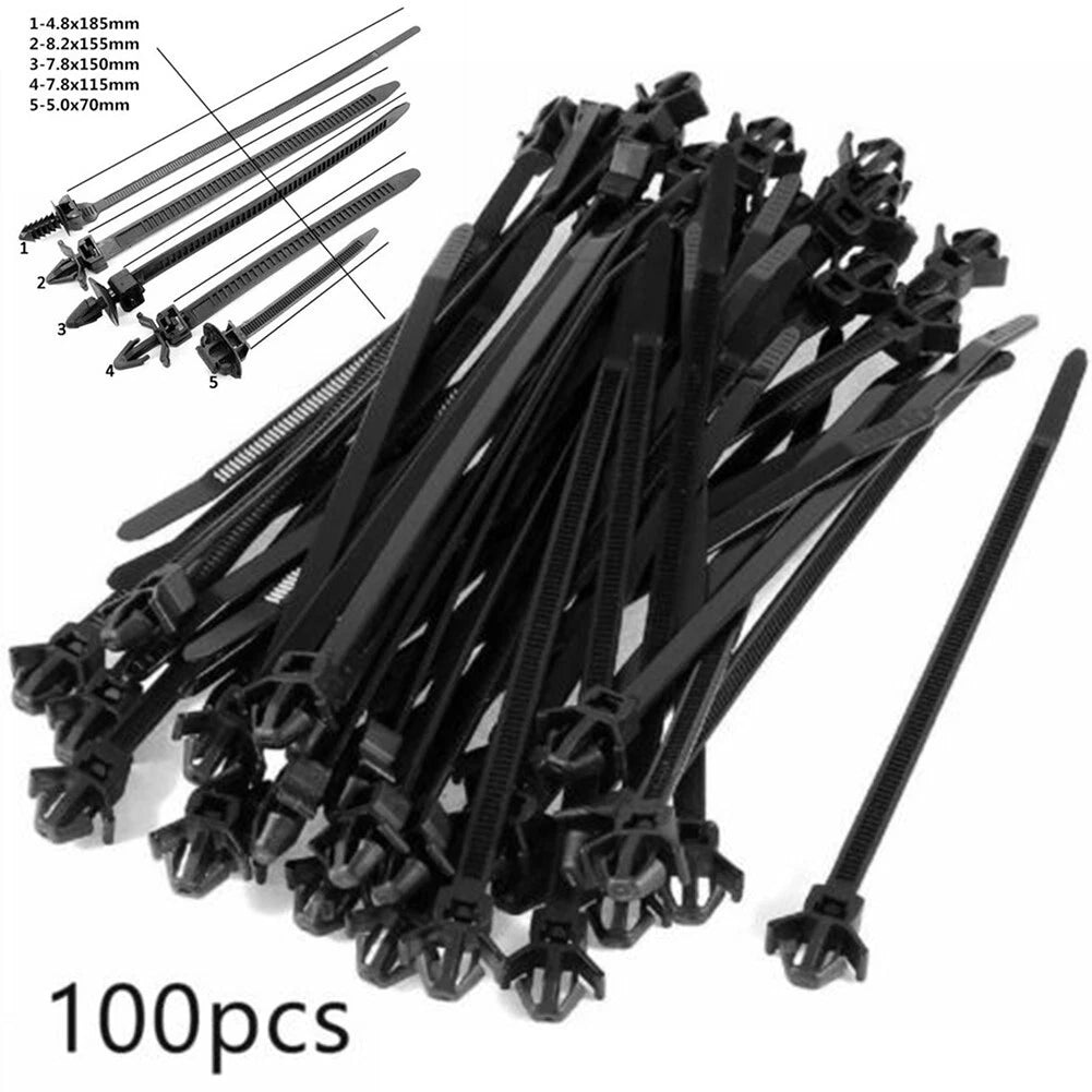 100pcs Cable Tie Clamps for Car Wiring Harness