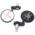 Skull Round Rearview Mirrors for Motorcycle Chopper Cafe Racer (25mm)