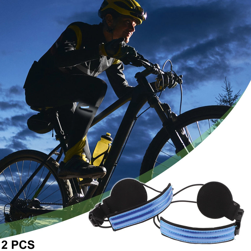Reflective Cycling Bicycle Trouser Clips Adjustable Light Blue 2 Pack for Bike